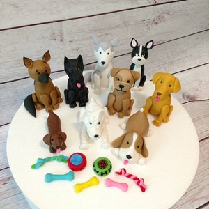 Fondant Dog Cake Toppers- Fondant Dogs - Dog Lover Party - German Shepherd - Husky - Yellow Lab - Beagle - Bulldog - Dachshund - Custom Dogs