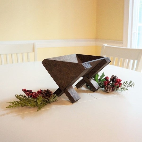 Wooden Manger - Small Christmas Manger - Nativity - Christmas Decoration - Espresso - Advent - Nativity - Centerpiece - Tabletop