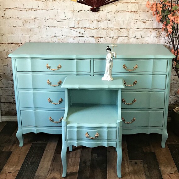 Sold Painted Robin Egg Blue French Provincial Bedroom Set