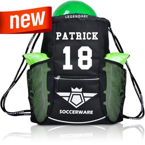 Soccer Bag Backpack - Personalized  | XL Capacity | Fits Soccer Ball, Shoes, Shin Guards | Kids Boys & Girls | Washable