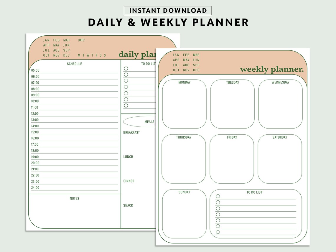 Daily Planner Bundle, Productivity Planner, Instant Download, Digital