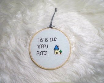This Is Our Happy Place Embroidery Hoop, Handmade