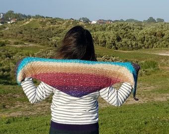 Finished Glittery Triangle Shawl, Hand Crocheted, Crochet Wrap, Shawl For Neck and Body, Medium sized, Galaxy Shawl/ Scarf