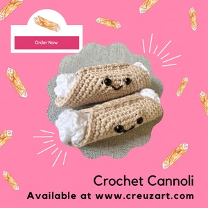 Play Food Cannoli 2 pieces Set Amigurumi Crochet Plushie | Finished Already Made | Physical Item