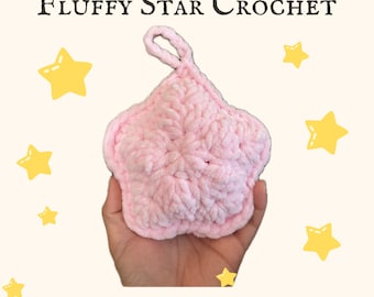 Star Fluffy Crochet Baby Room Design| Pink Star Nursery Toy Amigurumi Plush | Wall Design Hanger Motif