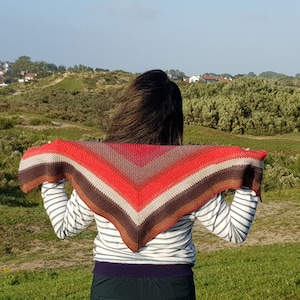 Finished Crochet Triangle Shawl/ Moss stitch Handmade, Autumn Colors, Crochet Wrap
