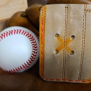 Cartera de cuero genuino con bolsillo frontal para guantes de béisbol