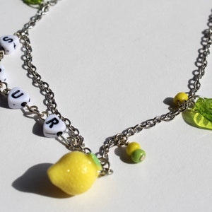 sour lemon | yellow & green chain necklace