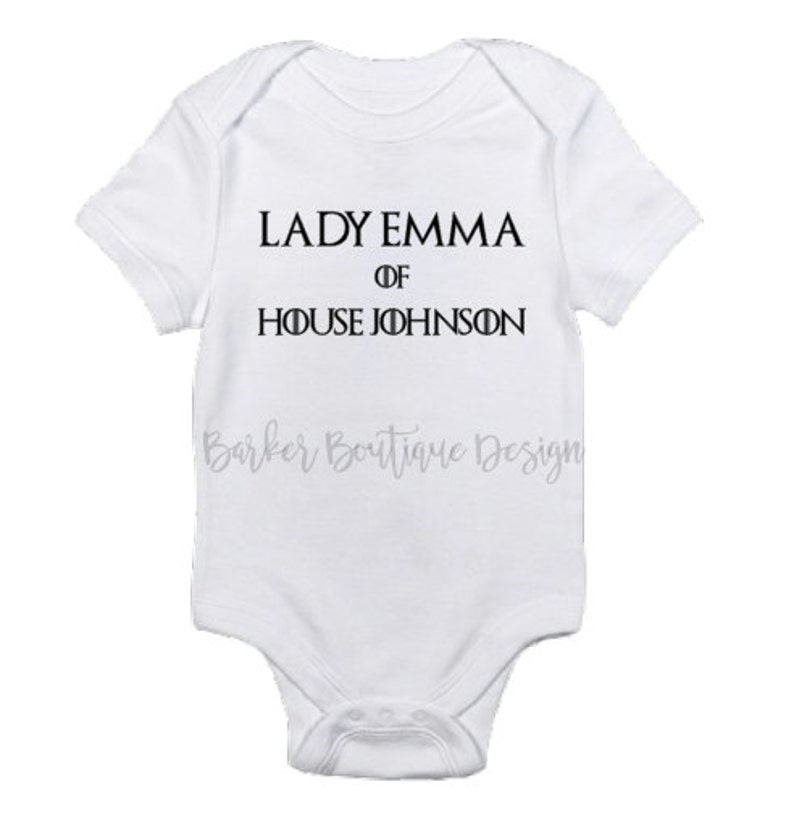 Lady or Lord of House Personalized Baby Bodysuit Game of Thrones image 1