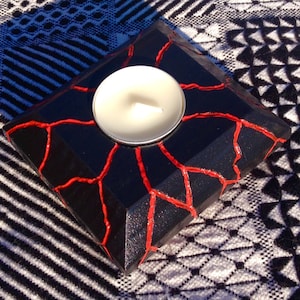 Lava Candle Holder | Tea Light Candle Holder | Volcano | Salvaged Wood | Wooden Decor | Nature | Fire | Burning Etch | Unique Decor |