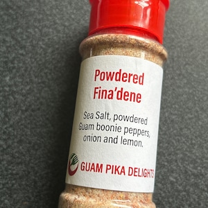 Powdered Fina’dene - REAL Guam Boonie Peppers - food and table seasoning - 3 ounces in shaker bottle.  No mess Finadene on the go.