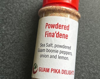 Powdered Fina’dene - REAL Guam Boonie Peppers - food and table seasoning - 3 ounces in shaker bottle.  No mess Finadene on the go.