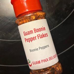 Guam Boonie Pepper Flakes - table seasoning - 3 ounce shaker bottle.