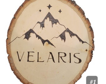 Signo quemado en madera Velaris