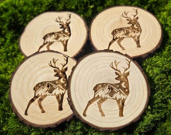 Deer Coaster - Rustic Laser Engraved Wildlife  Nature Decor