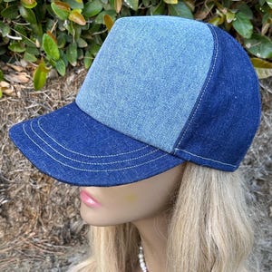 Handmade upcycled denim baseball hat, denim, patchwork hat, trucker hat women, women’s hats, baseball cap, boho hat, gift for women, hats