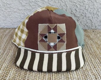 Upcycled patchwork quilt square hat, hats for women, baseball hat women, baseball cap, quilt hat, upcycled, gift for women, checker print