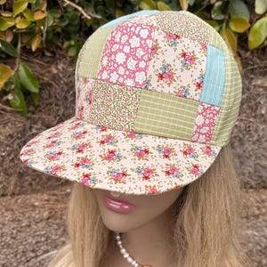 Handmade baseball hat for women, patchwork hat, quilted hat, trucker hat women, women’s hats, baseball cap, flower hat, gift for women, boho