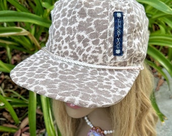 Up Cycled Baseball Cap. Leopard and Beaded Fringe - Etsy display picture 1