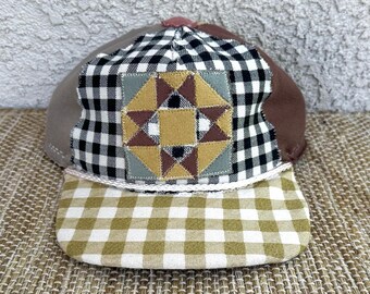 Upcycled patchwork quilt square hat, hats for women, baseball hat women, baseball cap women, quilt hat, upcycled hat, gift for women, hats
