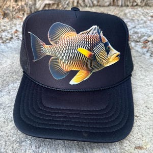 Unisex Fish trucker hat, fish hat, beach hat, trucker hat women, trucker hat men, hats for women, beach gift, women’s hats, men’s hat, fish