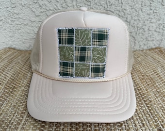 Handmade quilt trucker hat, trucker hat women, quilt hat, hats for women, baseball cap women, baseball hat, boho hat, patchwork hat, gift