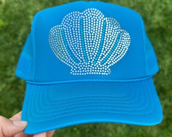 Shell Trucker hat, shell hat, womens trucker hat, trucker hat women, trucker hats, beach hat, women’s hats, hats for women, baseball hat