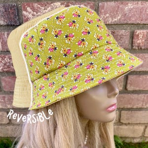 Damen Wende-Eimerhut, Fischerhut für Frauen, Blumenhut, Blumen, Fischerhüte, Hüte für Frauen, Damenhüte, Geschenk für Frauen, Boho Hut