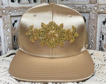 Gold Straw Hat Vintage Womens Wide Brim 
