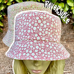Damen Wende-Eimerhut, Fischerhut für Frauen, Blumenhut, Blumen, Fischerhüte, Hüte für Frauen, Damenhüte, Geschenk für Frauen, Boho Hut