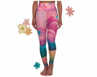 Nuvole tie dye a vita alta stampate Leggings yoga, leggings nuvole, leggings tie dye, leggings stampati, pantaloni yoga, regalo donna, regalo adolescente