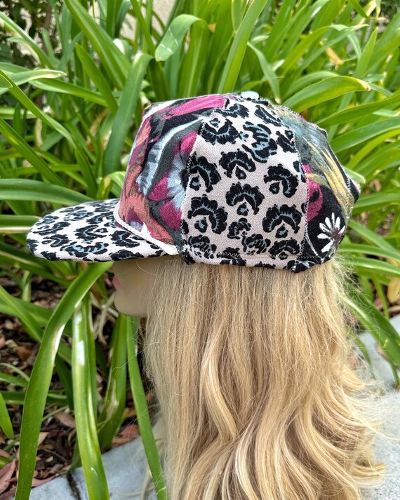 Upcycled Baddie Embellished Leopard Baseball Cap - Black/Red BCBGeneration Heart Embroidered Leopard Baseball Cap (Women  main image 4