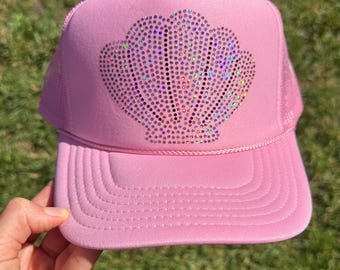 Shell Trucker hat, shell hat, womens trucker hat, trucker hat women, trucker hats, beach hat, women’s hats, hats for women, baseball hat