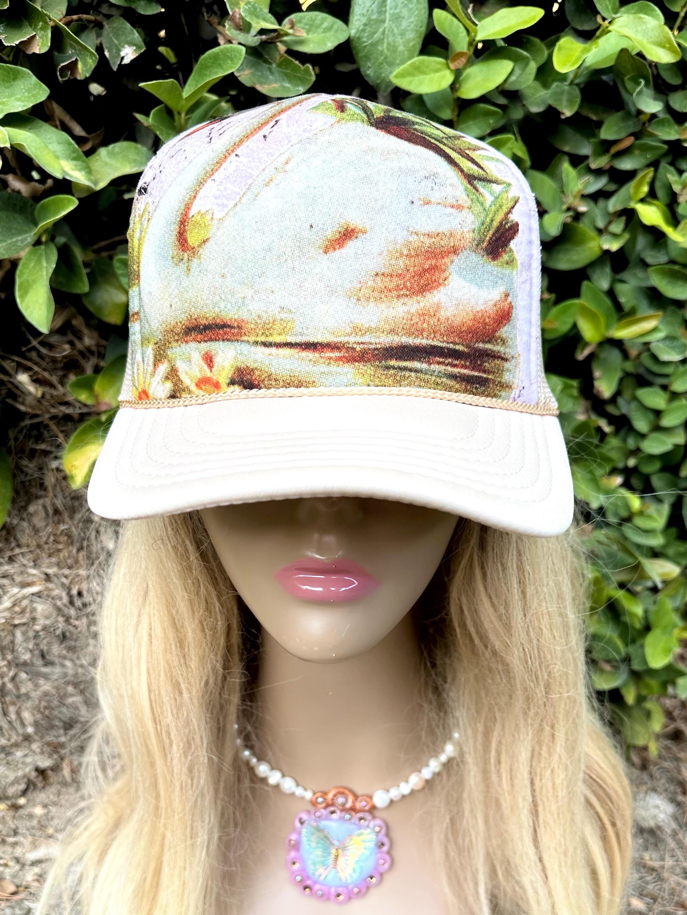 Upcycled Swan Trucker Hat: Boho Bird Design - Etsy display picture 3