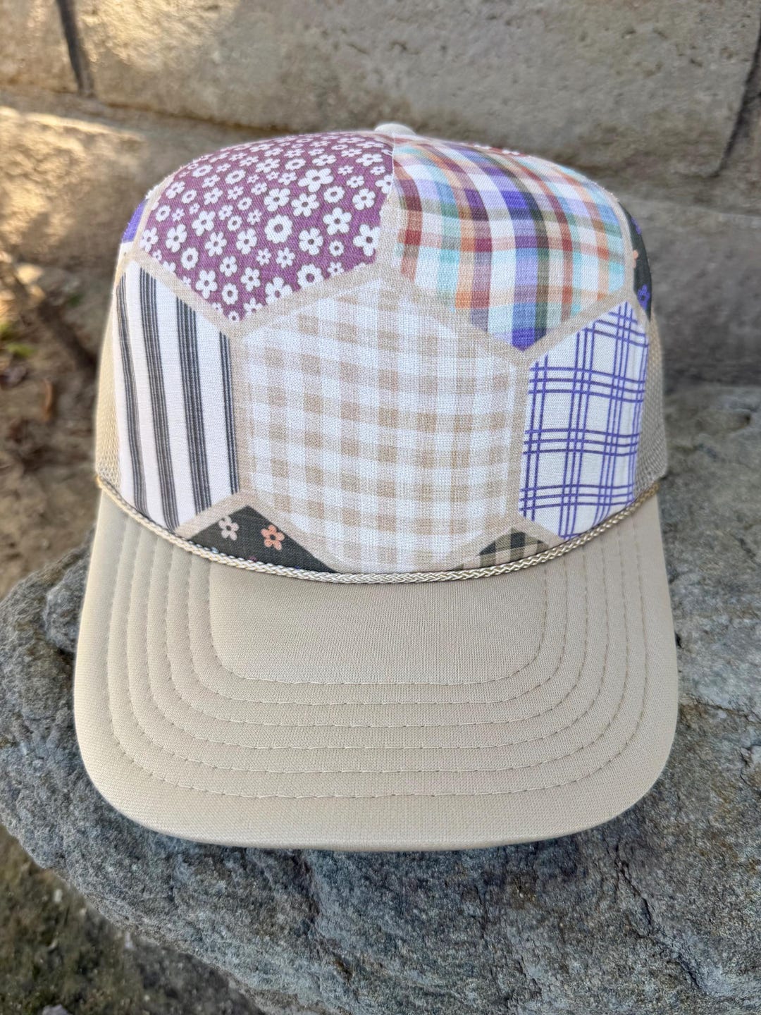 Unisex Patchwork Quilt Print Trucker Hat, Trucker Hat for Women, Womens ...