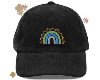 Chapeau de papa unisexe boho arc-en-ciel en velours côtelé, chapeau arc-en-ciel, chapeau en velours côtelé, casquette de baseball, chapeau boho, chapeau femme, cadeau femme, cadeau boho