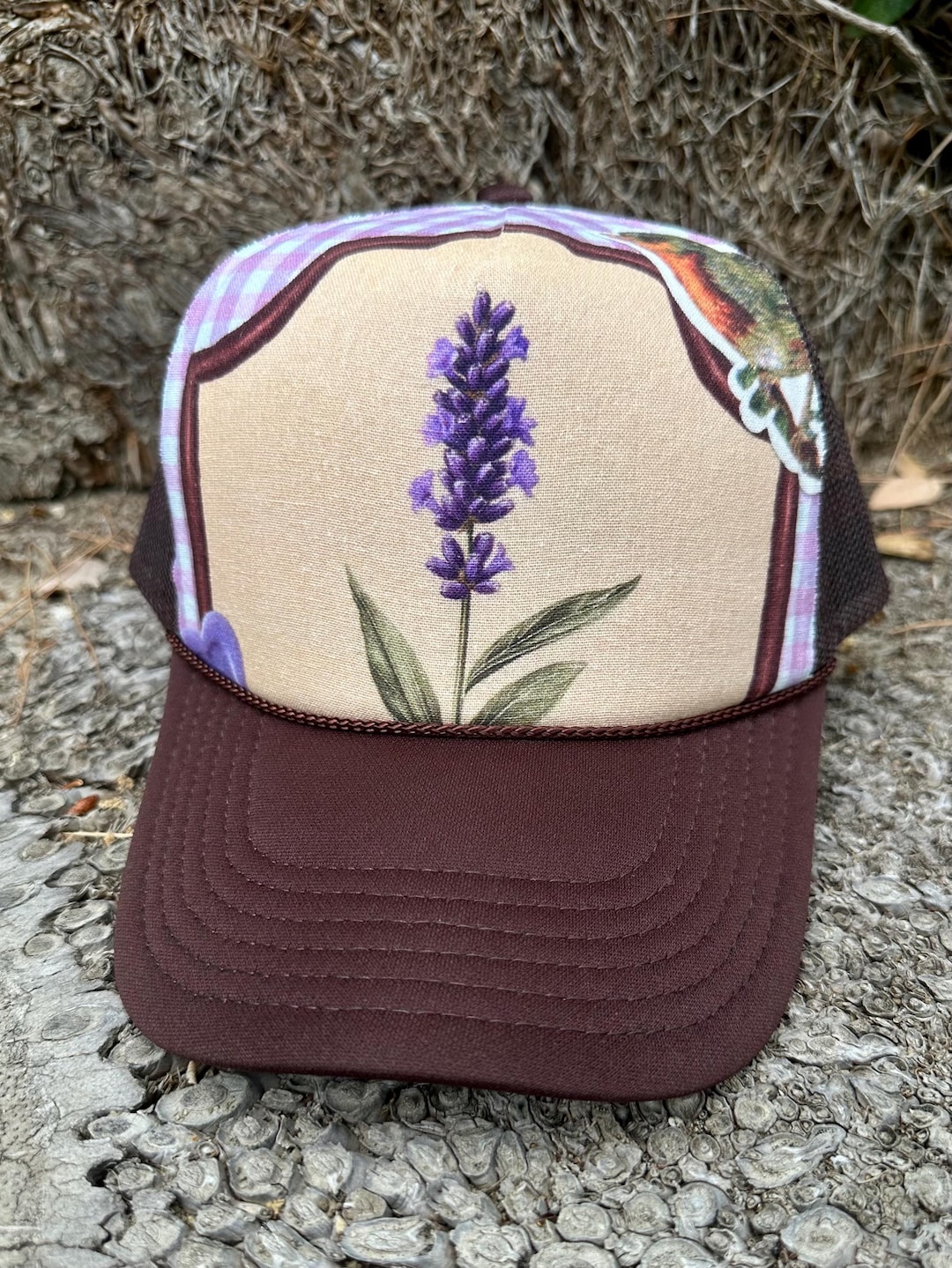 Upcycled Lavender Flower Trucker Hat, Trucker Hat Women, Flower Hat — free download