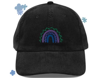 Unisex boho rainbow corduroy dad hat, rainbow hat, corduroy hat, baseball cap, boho hat, womens hat, gift women, boho gift