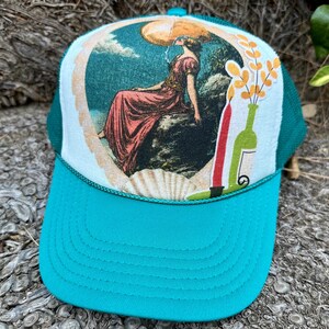 Upcycled boho trucker hat, trucker hat women, flower hat, hat for women, trucker hats, gift for women, boho hat, womens hats, hats, ooak