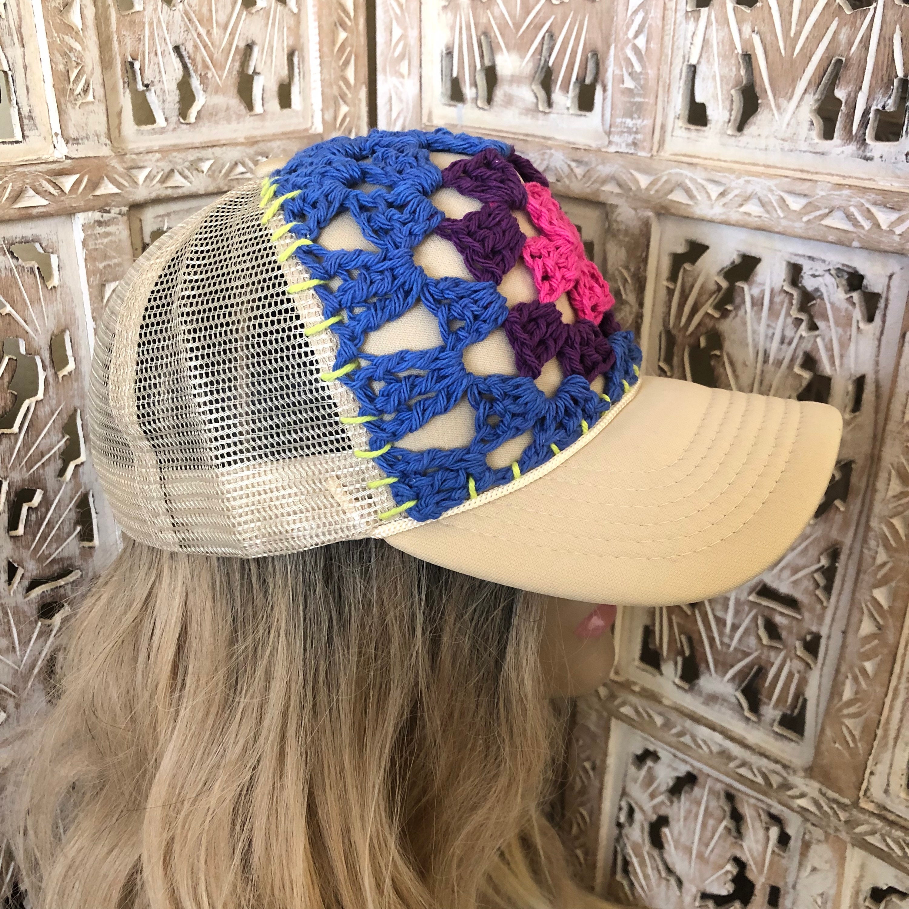 Womens Crochet Trucker Hat, Women display picture 1