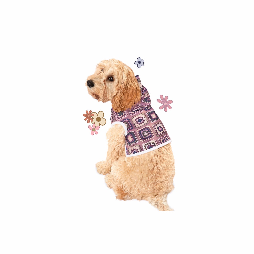 Granny Square Crochet Dog Hoodie, Dog Sweatshirt, Sweatshirt for Dogs