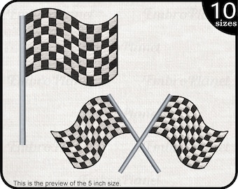 Checkered Race Flags Embroidery Design – Motor Cross Pattern (Digital Download)