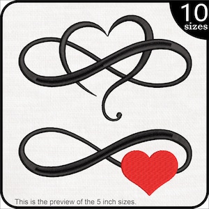 Infinity Herz - Designs für Stickmaschine Instant Download digitale Stickdateien Stich 1059e