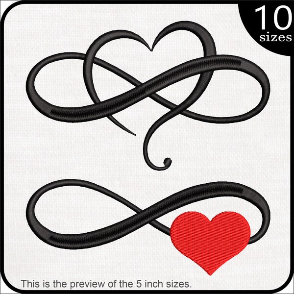 Infinity Heart - Designs for Embroidery Machine Instant Download digital embroidering files stitch 1059e