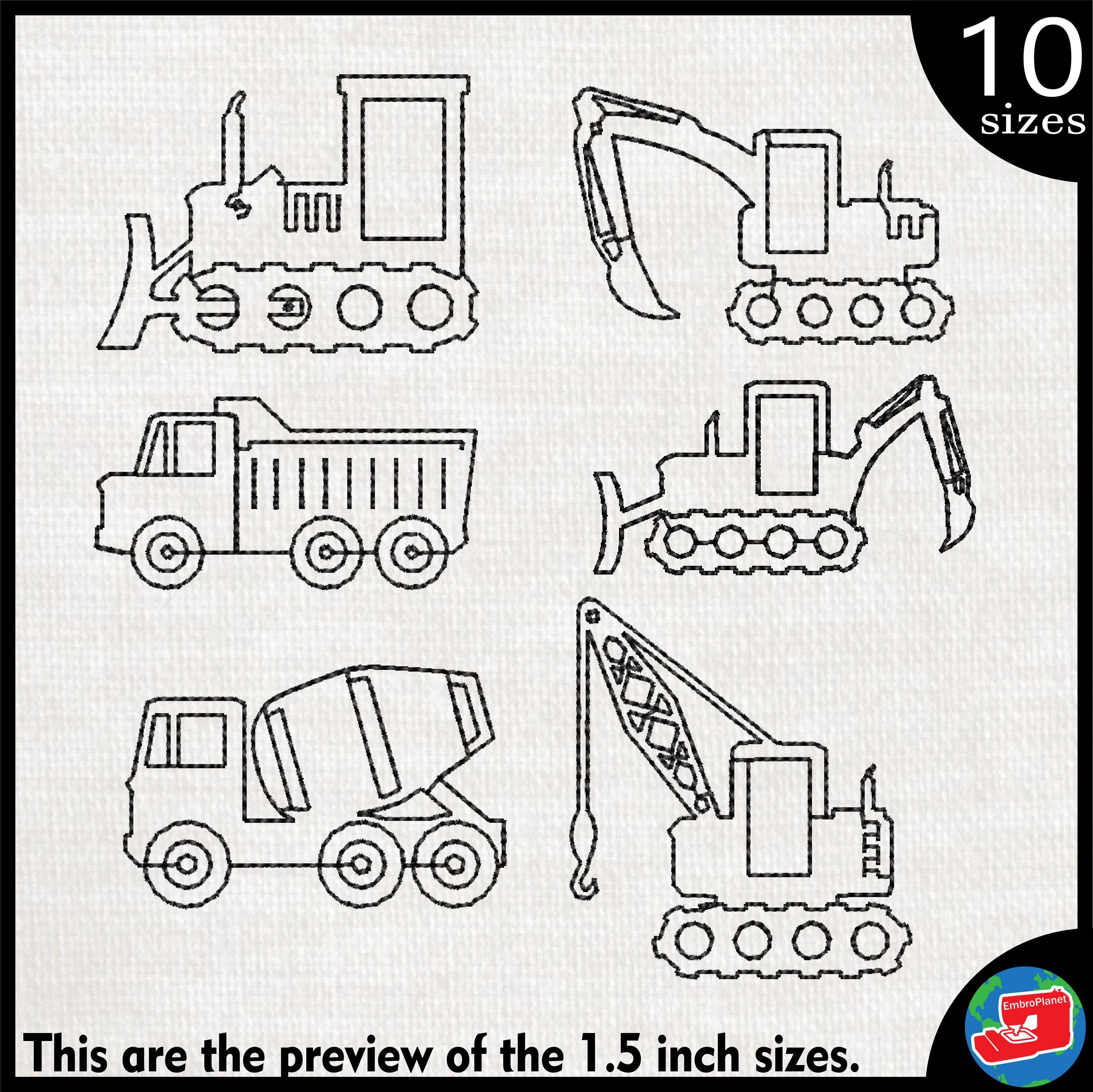 Construction Machines Outline Embroidery Designs - Instant Download (1. ...