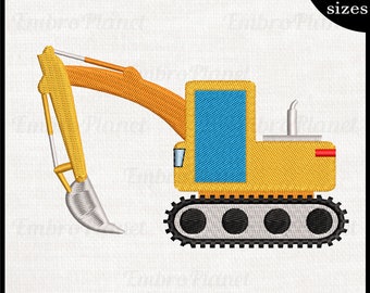 Construction Excavator - Design for Embroidery Machine Instant Download digital embroidering files stitch excavation loader yellow 85e