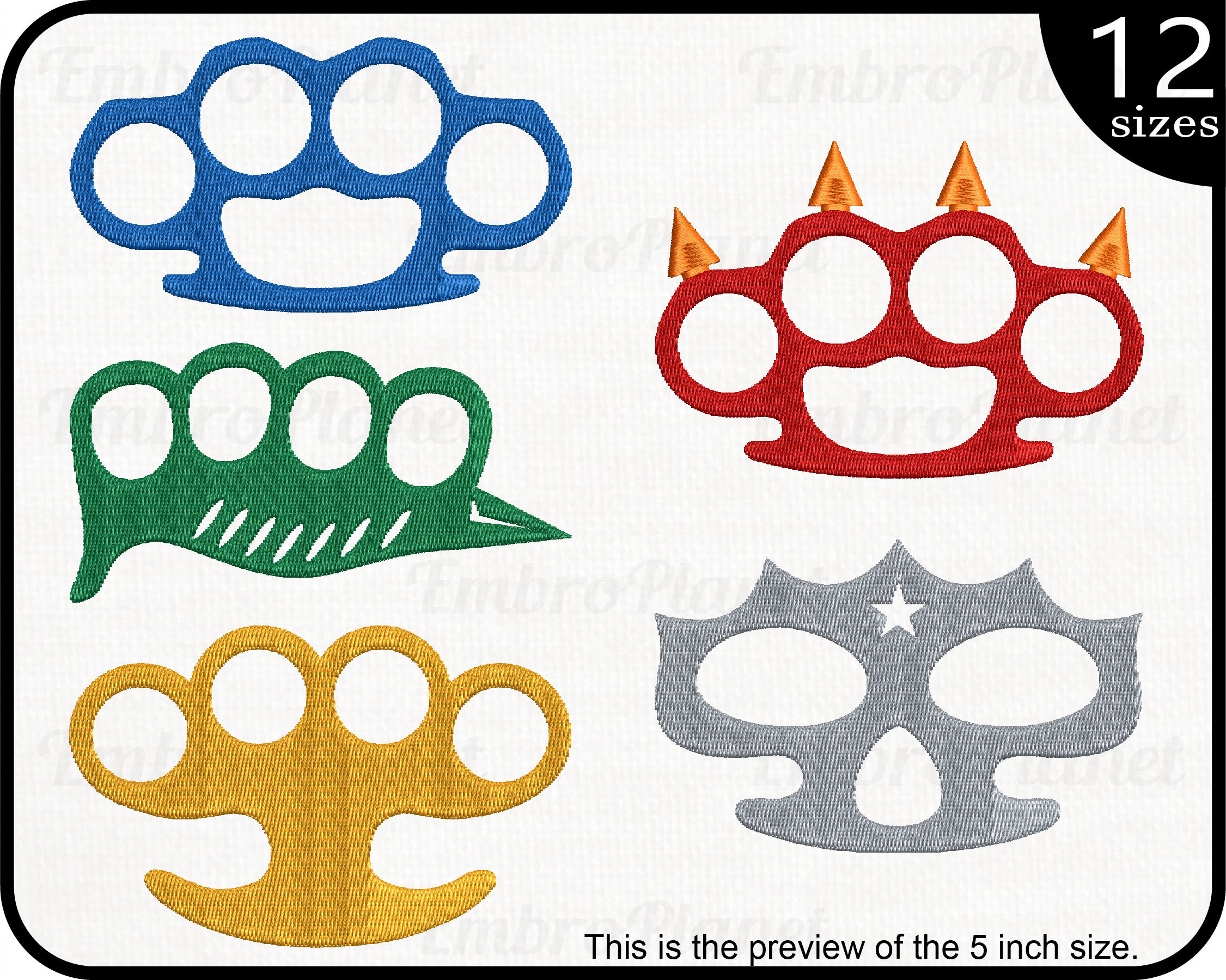 Brass Knuckle Designs for Embroidery Machine Instant Download