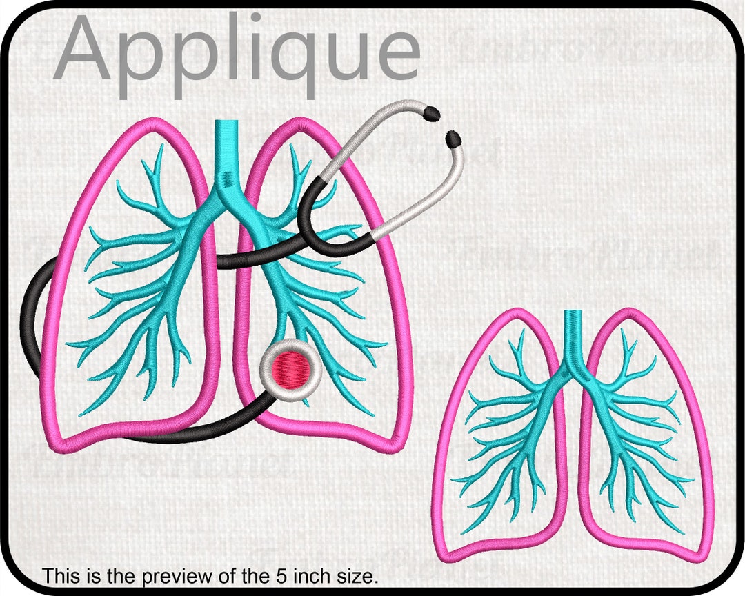 Applique Lungs Designs for Embroidery Machine Instant Download Digital Embroidering Files Stitch