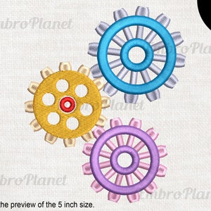 Gears - Design for Embroidery Machine Instant Download digital file stitch sign icon symbol pattern cartoon engine gears wheel cog 1283e
