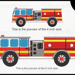 Fire Truck - Design for Embroidery Machine Instant Download digital embroidering files stitch fireman truck car red vehicle 151e